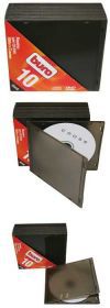 "Коробка BURO для 1 CD, slim, 5 мм, черная, 10 шт в упаковке BURO, замки ""антишок"", дополнительные рёбра жёсткости"