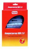 BURO  Концентратор для 7-ми устр-в USB2.0 (с адаптером 220В и кабелем USB)